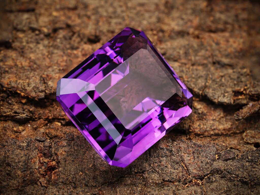 Square  Faceted Amethyst Gemstone