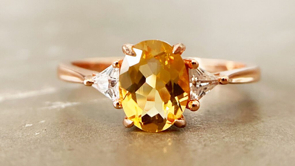 citrine gemstone ring