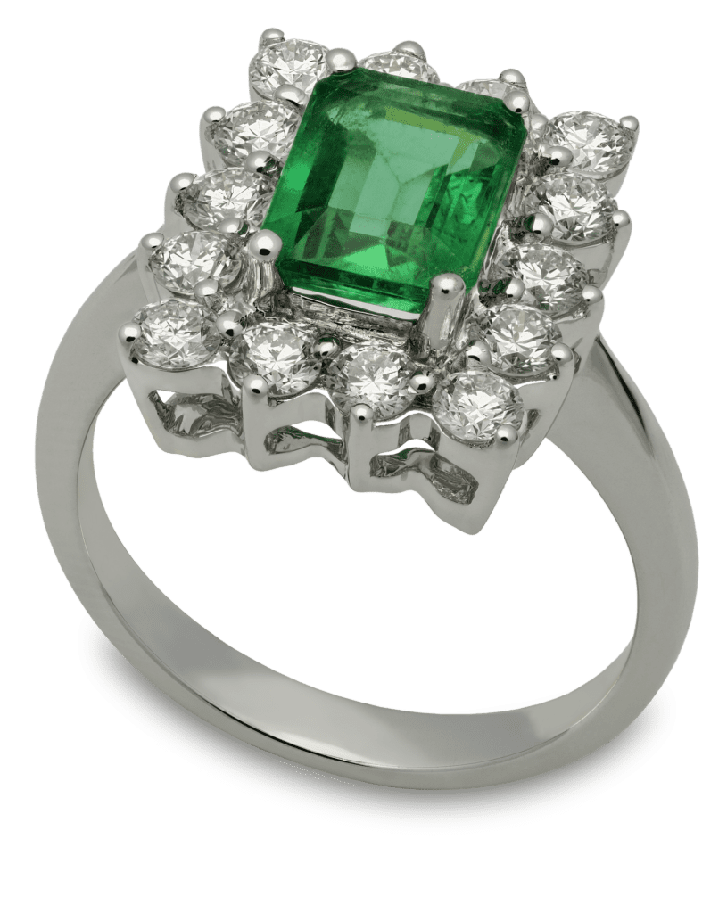 emerald ring with diamonds