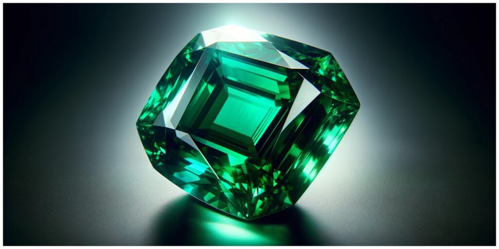 faceted green emerald stone