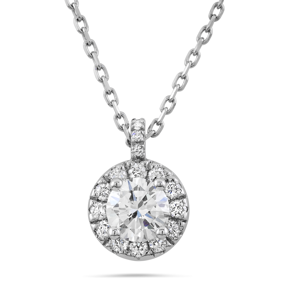 diamond halo necklace , jewelry blogger