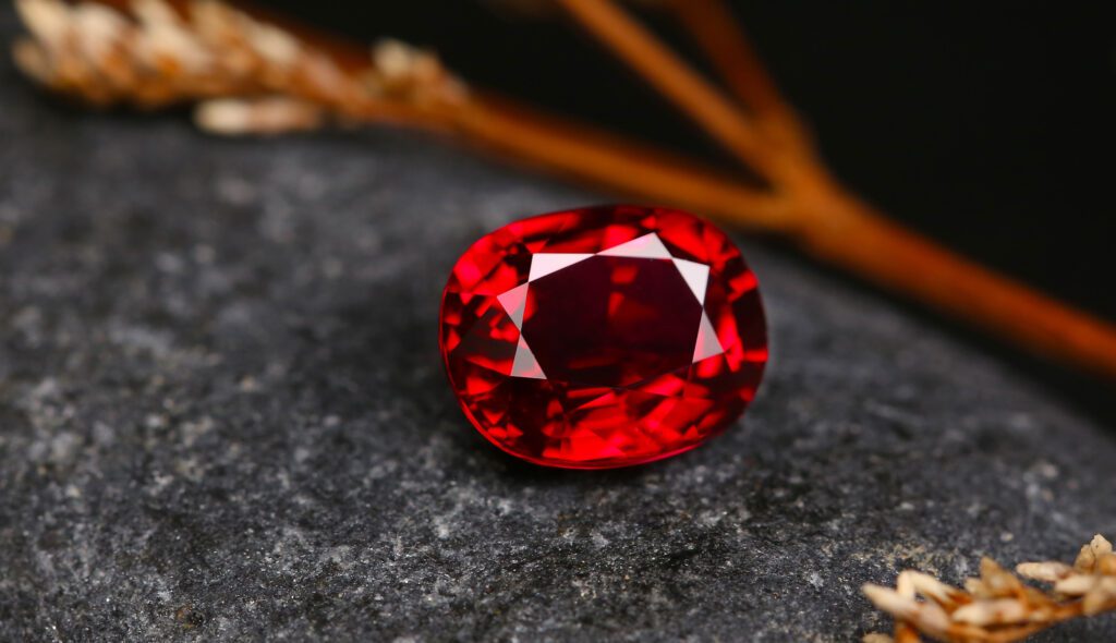 faceted red ruby gemstone